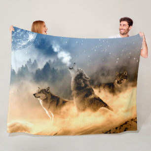 WOLVES HOWLING in der KALTE Fleecedecke