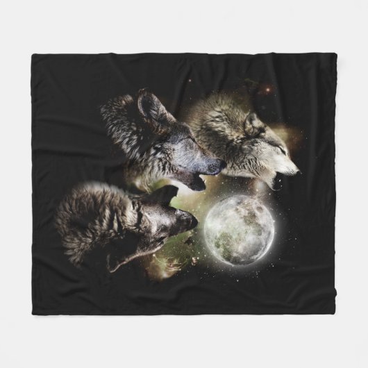 Wolves Howling Vollmond Fleecedecke (Vorderseite (Horizontal))