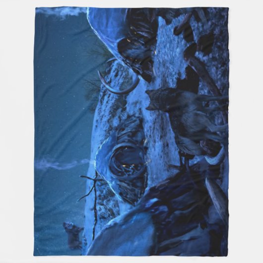 WOLVES IN CAMP FLEECEDECKE (Vorderseite)