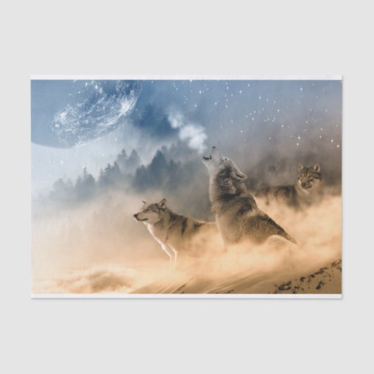 Wolves Moon Fog Naturlandschaft Seidenpapier (Vorderseite)
