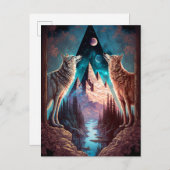 Wolves Mountain Visionary Fantasy Art Postkarte (Vorne/Hinten)