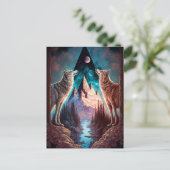 Wolves Mountain Visionary Fantasy Art Postkarte (Stehend Vorderseite)