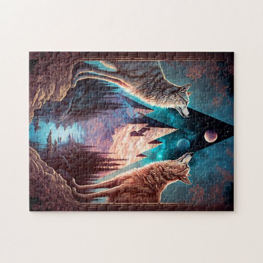 Wolves Mountain Visionary Fantasy Art Puzzle (Horizontal)