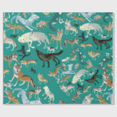 Wolves of the World Green Pattern Geschenkpapier (Flach)