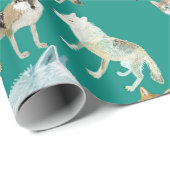 Wolves of the World Green Pattern Geschenkpapier (Rolleneckpunkt)