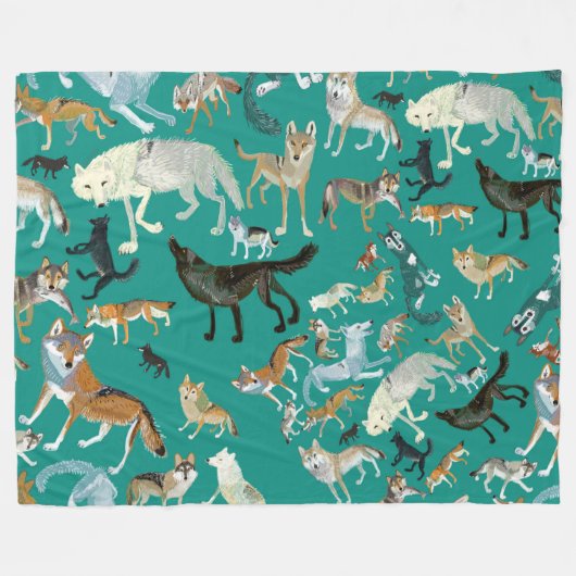 Wolves of the World (pattern) #1 Fleecedecke (Vorderseite (Horizontal))