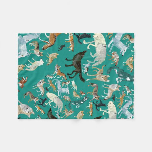 Wolves of the World ,(pattern) Fleecedecke (Vorderseite (Horizontal))