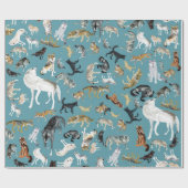 Wolves of the World Turquoise pattern Geschenkpapier (Flach)