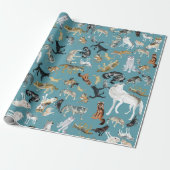 Wolves of the World Turquoise pattern Geschenkpapier (Ungerollt)