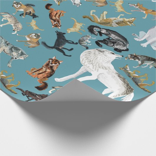 Wolves of the World Turquoise pattern Geschenkpapier (Ecke)