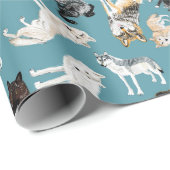 Wolves of the World Turquoise pattern Geschenkpapier (Rolleneckpunkt)