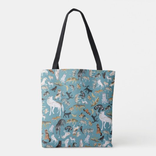 Wolves of the world turquoise pattern tasche (Rückseite)