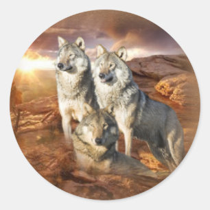 Wolves Trio Runder Aufkleber