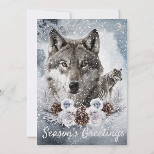 Wolves Watercolor Winter Weihnachten (Vorderseite)