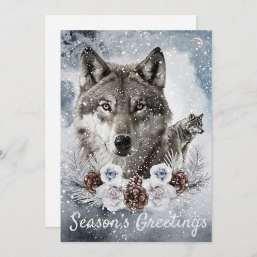 Wolves Watercolor Winter Weihnachten (Vorne/Hinten)