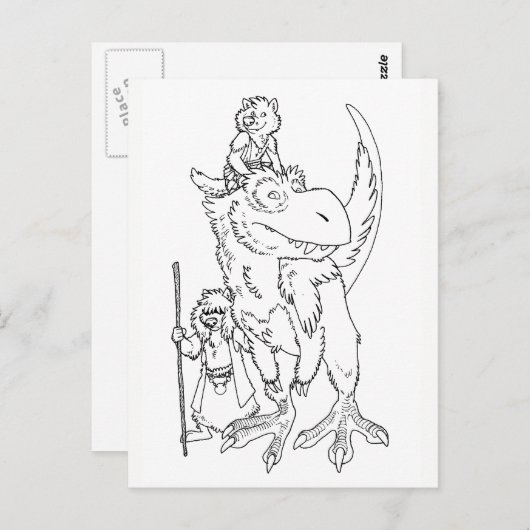 Wolves with Pet Dinosaur Postkarte (Vorne/Hinten)