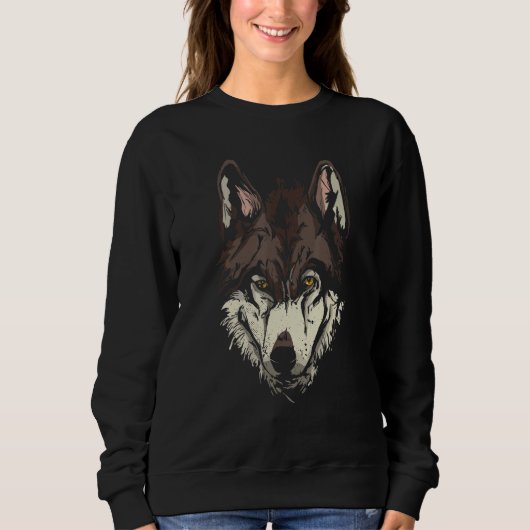 Wolves Zoo Animals Head Face Wolf Sweatshirt (Vorderseite)