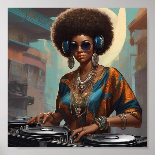 Woman Afro DJ Poster (Vorne)