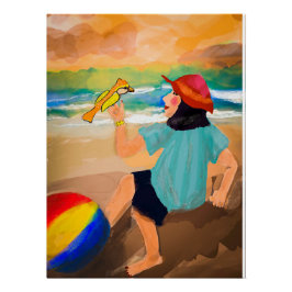 Woman and Bird Trending Nature Poster