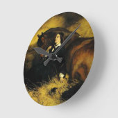 Woman and Horse Runde Wanduhr (Winkel)