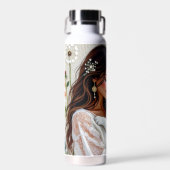 Woman and White Cat and Dandelions Trinkflasche (Vorne)