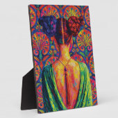 Woman Back View Colorful Buns Floral Pattern  Fotoplatte (Seite)