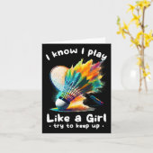 Woman Badminton Player Shuttle Racket Sports Karte (Gelbe Blume)