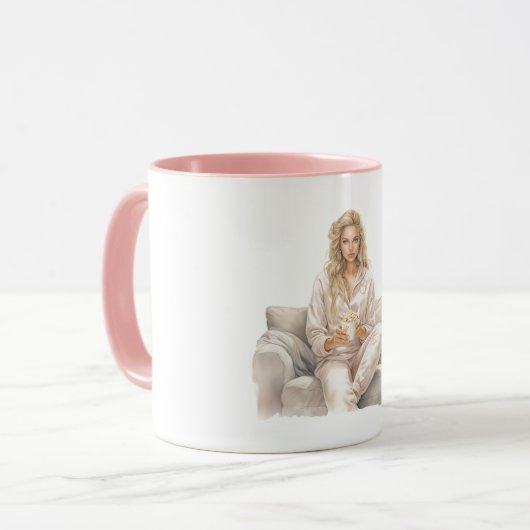 Woman Blush Movie Time Popcorn Tasse (Vorderseite Links)