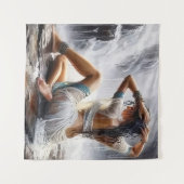 Woman by the Waterfall Wandteppich (Vorderseite (Horizontal))