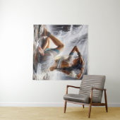 Woman by the Waterfall Wandteppich (Beispiel (Horizontal))