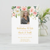 Woman Celebration Of Life Einladung, Foto Einladung (Stehend Vorderseite)