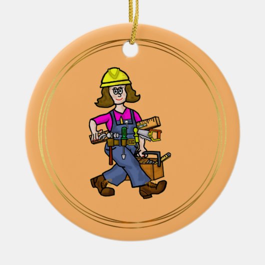 Woman Construction Worker with Tools Ornament (Vorne)