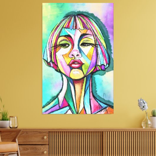 Woman Cubism Art Style Canvas Print Leinwanddruck (Insitu (Wohnzimmer))