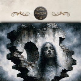 Woman Emerging from Brick Wall Decoupage Seidenpapier