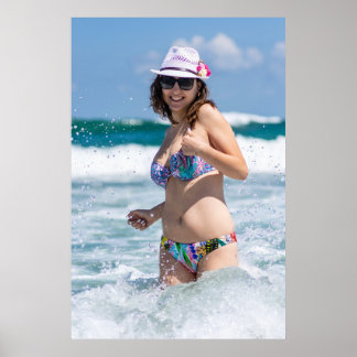 Woman Enjoying A Day At The Beach Poster