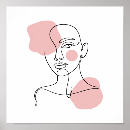 Woman Face Line Art Poster (Vorne)