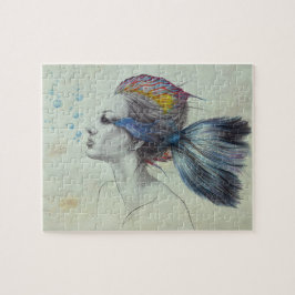 Woman fish mermaid portrait surreal fantasy art puzzle