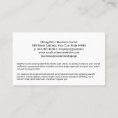 Woman Getting Acupuncture | Eastern Healing Visitenkarte (Rückseite)