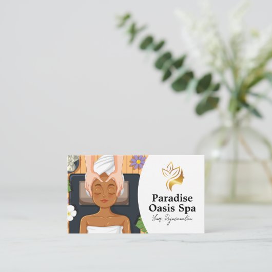 Woman Getting Spa Facial and Massage Visitenkarte (Stehend Vorderseite)