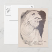 Woman Ghost Costume Sheet Sepia Postkarte (Vorne/Hinten)