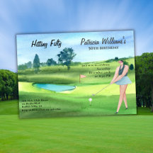Woman Golf Player Hitting Fifty 50th Birthday