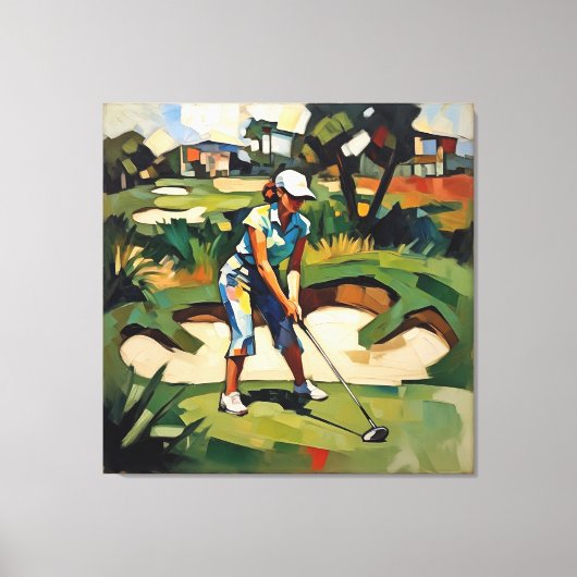 Woman Golfer - Golf Canvas Art Print Leinwanddruck (Vorderseite)