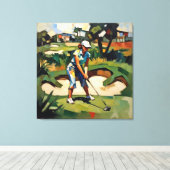 Woman Golfer - Golf Canvas Art Print Leinwanddruck (Insitu (Holzboden))