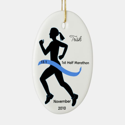 Woman Half Marathon Runner Ornament (Rechts)