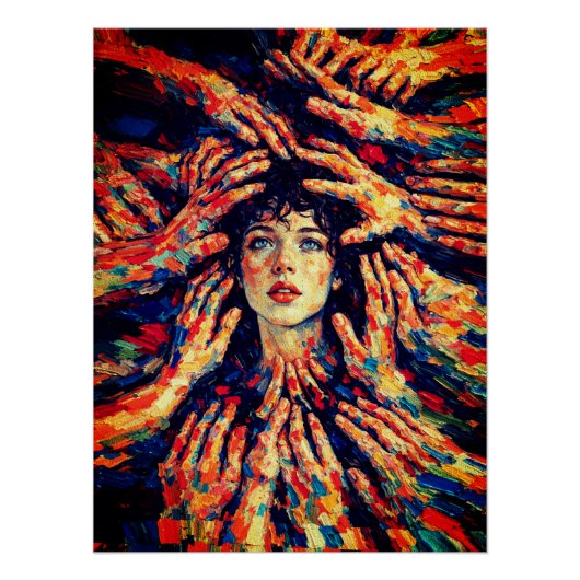 Woman Hands Covering Face Intense Emotional Poster (Vorderseite)