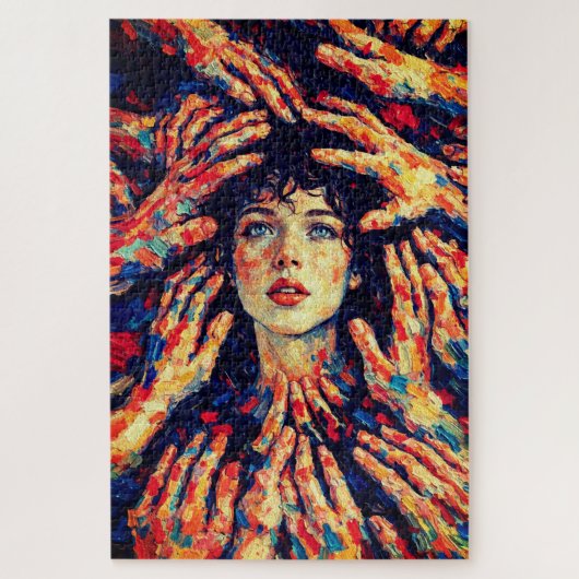 Woman Hands Covering Face Intense Emotional  Puzzle (Vertikal)
