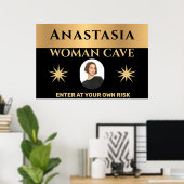 Woman Höhle Gold Schwarze Warnung personalisieren Poster (Heimbüro)