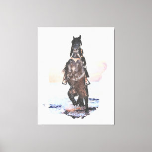*~* Woman Horse Beach AR22 Equine Watercolor Leinwanddruck