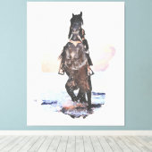 *~* Woman Horse Beach AR22 Equine Watercolor Leinwanddruck (Insitu (Holzboden))