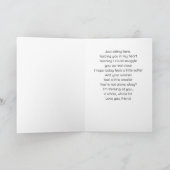 Woman Hugging Bunny on Couch Thinking of You Karte (Innenseite)